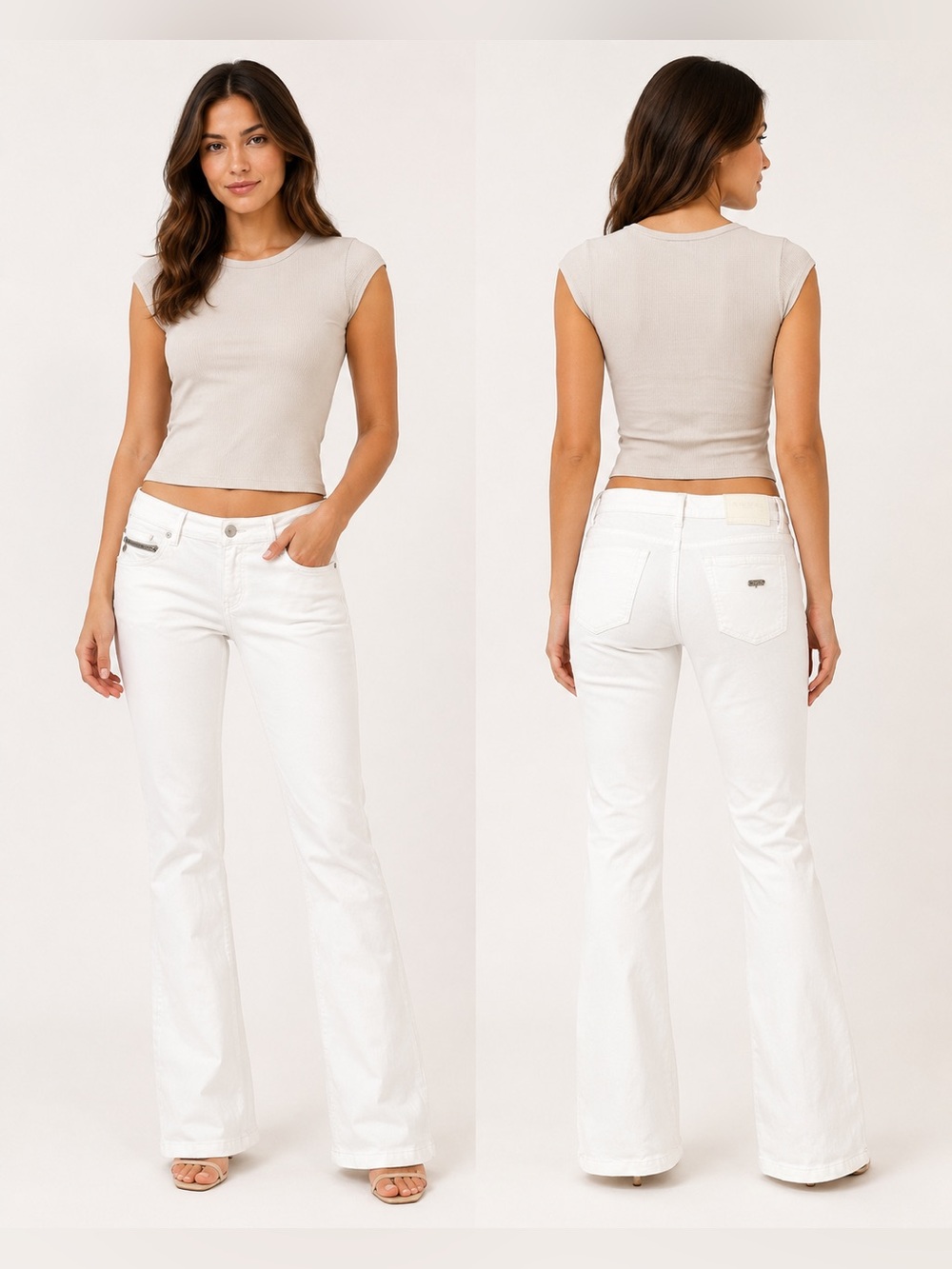 Krizia Jeans Made in Italy White Low Rise Bootcut Flare Y2K Jeans Size 31